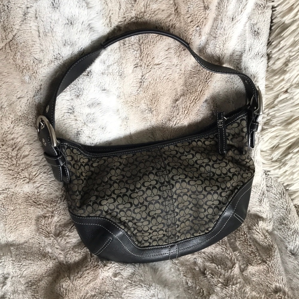 Coach signature small hobo canvas shoulder bag
